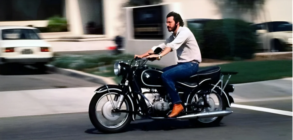 Steve jobs on an old BMW